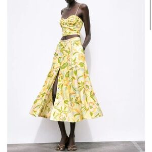 NWT ZARA PRINTED LINEN SKIRT